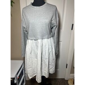 Violet‎ Skies Gray Sweatshirt Dress White Skirt Combo Fits like Girls L